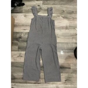 Striped Jumpsuit Ruffle Strap Wide Leg Casual Comfy Womens S/M